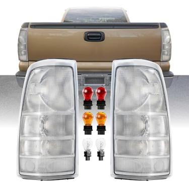 Imagem de Farol traseiro USR 99-06 Silverado – Par de lâmpadas traseiras transparentes (esquerda + direita) - compatível com caminhões Chevrolet Chevy Silverado 1999-2006/caminhonete GMC Sierra todos os