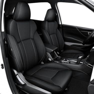 Imagem de IKABEVEM Capa de assento de carro para Subaru Crosstrek 2018-2025 Subaru Crosstrek ajuste personalizado conjunto completo à prova d'água couro sintético preto