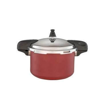 Imagem de Panela de Pressão Indução Brinox Pressure Antiaderente Ceramic Life 5,4 L Vermelho Borgonha Vermelho