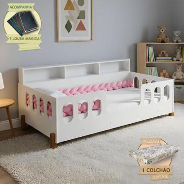 Imagem de Kit Quarto Perfeito Cama Infantil Resistente Nina com Colchão e Enxova