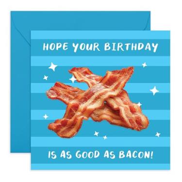 Imagem de CENTRAL 23 Cartão de aniversário com tema de café da manhã - Tão bom quanto bacon - Saudações divertidas para amiga, irmã, irmão, mãe, pai, colega, vizinho, ele, mulheres, homens, celebração e bom