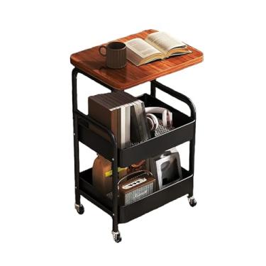 Imagem de Fanala Carrinho de rodinhas de 3 níveis – Carrinho utilitário de metal com rodas, organizador de carrinho de armazenamento de tela resistente para cozinha, escritório, quarto, sala de estar (preto)