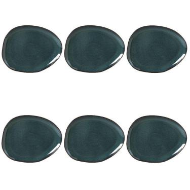 Imagem de Conjunto De Pratos Rasos Oval 06 Peças Orgânico Oceano Porto Brasil