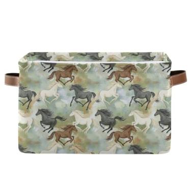 Imagem de Organizador de armário dobrável de tecido – Cestos de armazenamento decorativos de lona dobráveis para banheiro, roupas de cavalo vintage, 1 pacote com 1