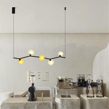 Imagem de OUFULA Lustre Moderno LED Moda Arte Sala de Estar Restaurante Quarto Villa Hotel Balcão Escadas Café Bar Lâmpada Pendente (H A 5 luzes)