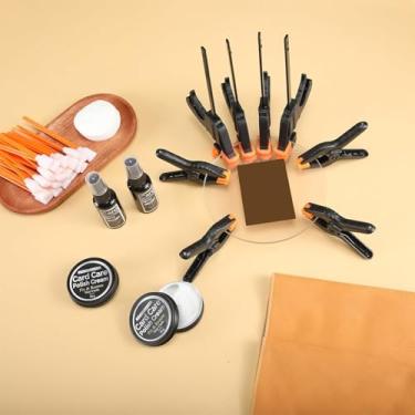 Imagem de FBLJM Kit de ferramentas de achatamento de cartões – Conjunto de acessórios de limpeza e reparo de cartões colecionáveis para colecionadores, consertar bordas levantadas, proteger e restaurar cartões