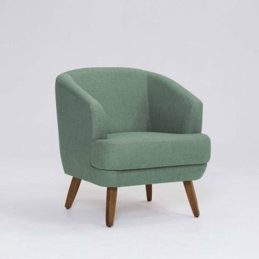 Imagem de Poltrona Decorativa Milão D07 Pés Madeira Linho Mescla Verde - D`rossi