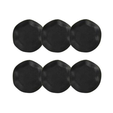 Imagem de Cj 6 Pratos para Sobremesa de Porcelana Orgânico Ryo Volcano Preto Fosco/Ocre 21,5cm Oxford