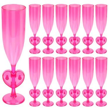 Imagem de clothmile 12 peças de taças de champanhe de plástico para o dia dos namorados coração 170 g copos de coquetel de acrílico a granel para brindes de casamento dos namorados suprimentos de festa de