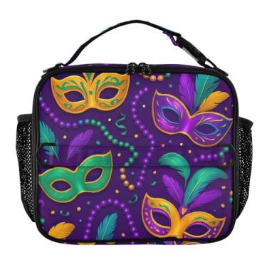 Imagem de Joisal Lancheira colorida de máscaras de carnaval para mulheres, meninas, lancheira, personalizada, infantil, masculina, lancheira para trabalho, bolsa térmica reutilizável, isolada para adultos