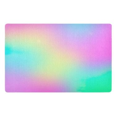 Imagem de Joisal Tapete de porta com gradiente de arco-íris pastel, tapete absorvente, tapete para ambientes internos, decoração de varanda ao ar livre