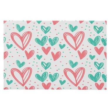 Imagem de Wassud Tapete de porta padrão de corações 61 x 89 cm, tapete de área lavável antiderrapante com suporte de borracha, tapete macio e macio para sala de estar, quarto, entrada, entrada