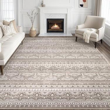 Imagem de Tortania Tapete para sala de estar – 20 x 25,4 cm, lavável, grande, neutro, boêmio, marroquino, boêmio, casa de fazenda, tapete interno para quarto, embaixo da mesa de jantar, decoração de escritório