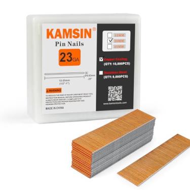 Imagem de Pregos de pino sem cabeça P620, calibre 23 (20 mm) de comprimento da perna, revestimento de cobre, 10.000 peças/caixa, pregos de pino e fixadores para pistola de pregos pneumática