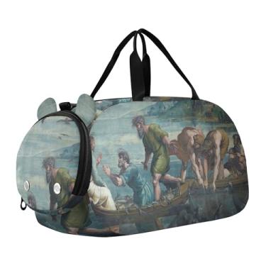 Imagem de Liberty French Painting Delacroix Bolsa esportiva para meninos e crianças pequenas bolsas de viagem bolsa de ginástica para crianças, Raphael Miraculous Draft Fishes, Clássico