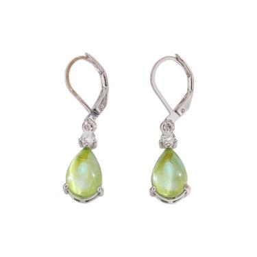 Imagem de Kokoma Brincos pendentes de opala de lágrima para mulheres brincos de gota de água de zircônia cúbica elegantes acessórios de joias de orelha da moda