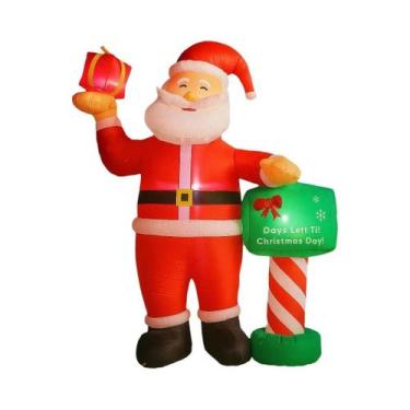 Imagem de Caixa De Presente Inflável Do Papai Noel De 6,8 Pés Com Luzes LED Deco
