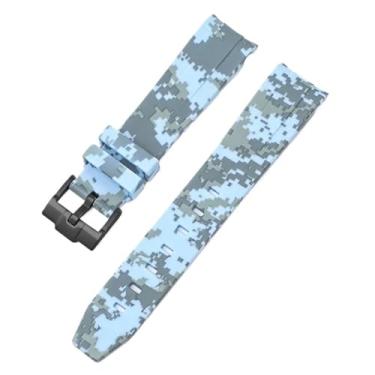 Imagem de IRFKR Pulseira de camuflagem para relógio esportivo Swatch MoonSwatch com extremidade curva de silicone masculina e feminina, acessório de 20 mm (azul bebê mosaico 02)