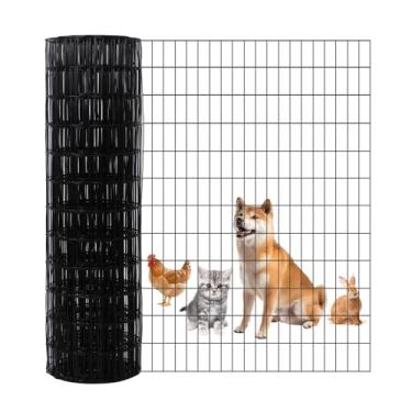 Imagem de ANHAN Rolo de cerca de malha de arame soldado 91,4 cm x 19,8 m, lençol de malha de jardim revestido de PVC preto, rede de barreira de plantas, cerca temporária para aves, rede de proteção para cães
