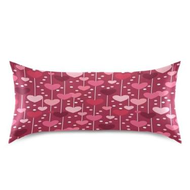 Imagem de ATTX Fronha de cetim de corações pequenos com fecho de envelope, macia e refrescante para cabelo e pele, tamanho king size 20 x 40 polegadas (644)