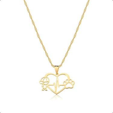 Imagem de Cordão Corrente Ouro 18k 50cm + Pingente Menino e Pata - Dreamfactoryj