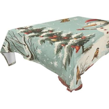 Imagem de Blueangle Toalha de mesa vintage de boneco de neve de Natal – Toalha de mesa retangular de poliéster impermeável e resistente a manchas para ambientes internos e externos, 152 x 304 cm (805)