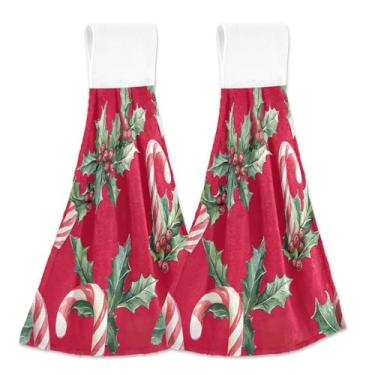 Imagem de Blueangle 2 peças de toalhas de gravata penduradas de bengala doce toalha de mão toalha de mão absorvente de veludo coral macio pano para cozinha e banheiro (355)