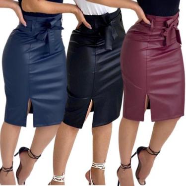 Imagem de Kit 3 Saias material sintético Evangélica Com Lacinho - Look Modas Oct