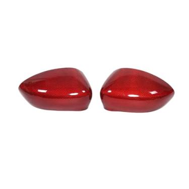 Imagem de Capa de espelho lateral em fibra de carbono, Compatível com fiat 500 2016-2024 + acessórios para carro(Red)