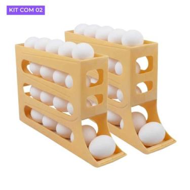 Imagem de Kit 2 Porta Ovos Dispenser Automático 4 Andares Suporte Rolante Organi