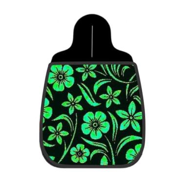 Imagem de Lixeira De Carro Organizador Lixinhocar Floral Arabesco Verde Fundo Preto