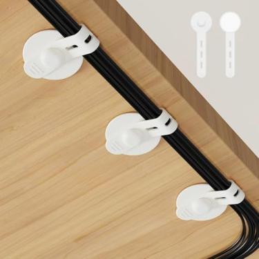 Imagem de 12 peças de clipes de gerenciamento de cabos de silicone ajustáveis, suporte organizador de fios autoadesivo, clipes de cabo para vários cabos, organizador de cabos para mesa de escritório em casa