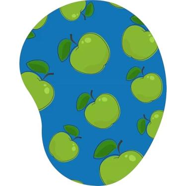Imagem de Mouse Pad Ergonômico Gota Arte Maçãs Verdes Azul