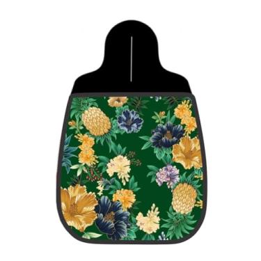 Imagem de Lixeira De Carro Organizador Lixinhocar Abacaxis e Flores Fundo Verde Escuro