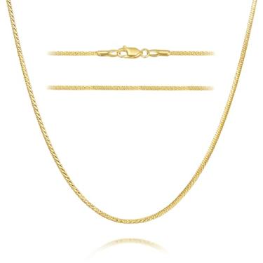 Imagem de JUHEPROKIT Corrente de ouro 14K para homens e mulheres, colares de ouro 14K para mulheres, corrente redonda de cobra, graciosa e elegante, delicada, corrente para mulheres que não mancham (1,2 mm de