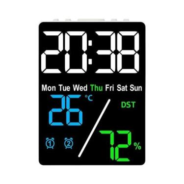 Imagem de Despertador Digital LED Com Exibição De Temperatura, Umidade, Data E S