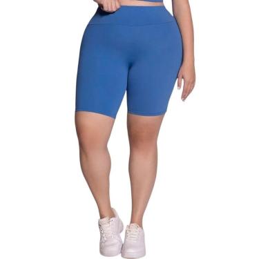 Imagem de Bermuda Selene Básica Fitness Plus Size Feminina  - Azul X3-Feminino