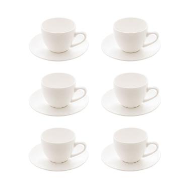 Imagem de Cj 6 Xícaras P/Café C/Pires de Porcelana Branca Clean 100ml Lyor