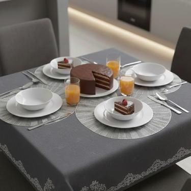 Imagem de Lugar Americano Redondo PVC Mesa Posta 38cm Resistente Prata (12)