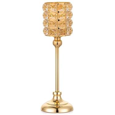 Imagem de Castiçal de cristal de ferro forjado nórdico retro romântico luz de jantar suporte de vela ornamentos de decoração de mesa ornamentos (tamanho: 17 cm) (tamanho: 17 cm) (33 cm)