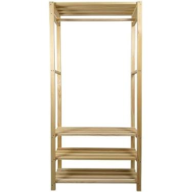 Imagem de Arara Organizadora de Roupas em Madeira Pinus, 1,70 x 0,80 x 0,31 m, Cabideiro para Quarto e Closet