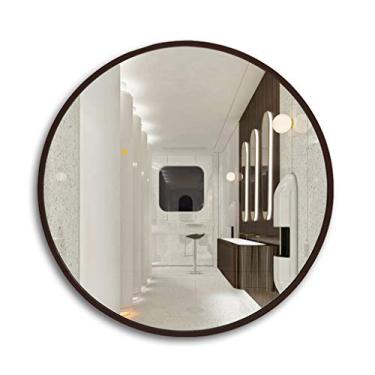 Imagem de U5GAAALPPQ9 Espelho de maquiagem HD Espelho de parede de madeira e espelhos montados na parede para centro de mesa espelho de barbear espelho redondo espelho de barbear (preto 81,5 polegadas)