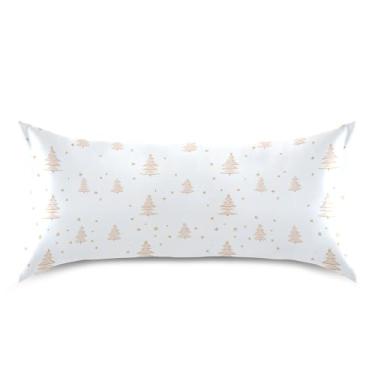Imagem de Wassud Fronha de cetim para cabelo e pele, árvore de Natal, capas de almofada de seda macia, king size, respirável, com fecho de envelope