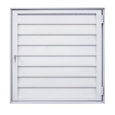 Imagem de Portinhola Alçapão Abrigo 60x60 Alumínio Branco Fecho Chave - MP Art e