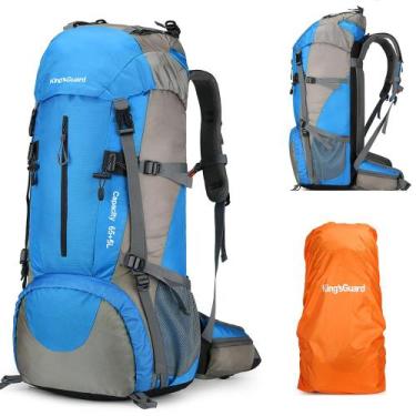 Imagem de Mochila de caminhada King'sGuard 70L impermeável para acampamento azul