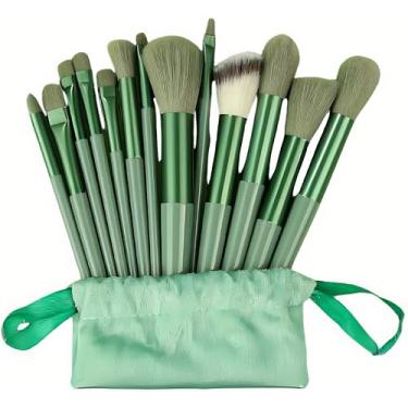 Imagem de Kit de Pincéis de Maquiagem 13 Peças com Estojo de Feltro – Cerdas Macias e Densas, Ideal para Iniciantes e Dia a Dia – Escolha a Cor (VERDE)