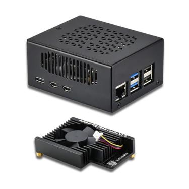 Imagem de iUniker Capa V2 Metal NVME para Raspberry Pi 5 com cooler ativo ultra silencioso ICE Peak Pi 5, suporta chapéus e expansão NVMe, acesso total à porta, controle de ventilador inteligente (apenas capa +