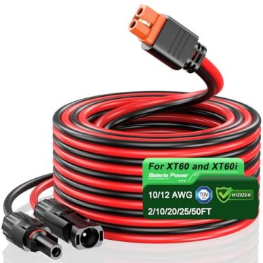 Imagem de Bateria Power Cabo conector XT60i, calibre 12, cabo de extensão solar para XT60 para estação de energia portátil