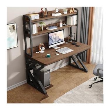 Imagem de CFGH6FDF Mesa de computador doméstico, desktop, escritório doméstico, combinação de gabinete, escritório de aprendizagem e jogos (marrom, 100 x 60 x 170 cm)