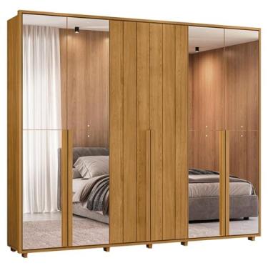 Imagem de Guarda Roupa Casal Volpi 6 Portas Com Espelhos Mdf 278 cm Cumaru Madetec